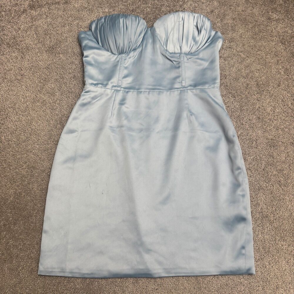 Naked Wardrobe The Statement Strapless Bustier Mini Dress Womens Medium Blue